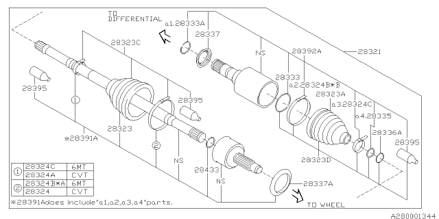 2018 Subaru Forester Front Outer Cv Joint Diagram for 28391SG050