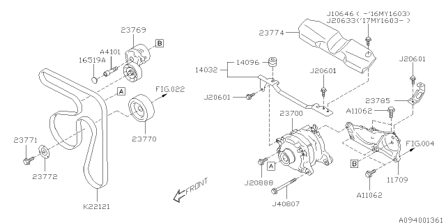 2016 Subaru Forester Cover Belt ALTERNATOR Diagram for 23774AA050