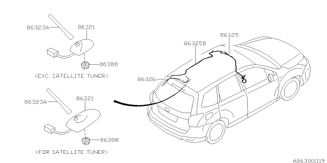 2015 Subaru Forester Antenna Assembly Radio Er Diagram for 86321SG400