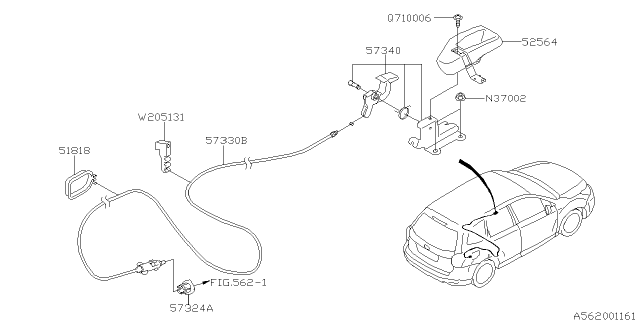 2015 Subaru Forester Cover Handle Diagram for 57345AJ000