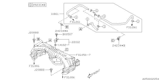 2015 Subaru Forester Hose Assembly-Master Back Diagram for 11861AA180