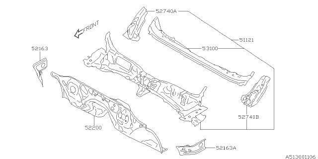 2018 Subaru Forester Toe Board & Front Panel & Steering Beam Diagram