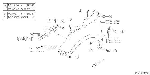 2018 Subaru Forester Bracket Fender Rear Complete Right Diagram for 57150SG0009P