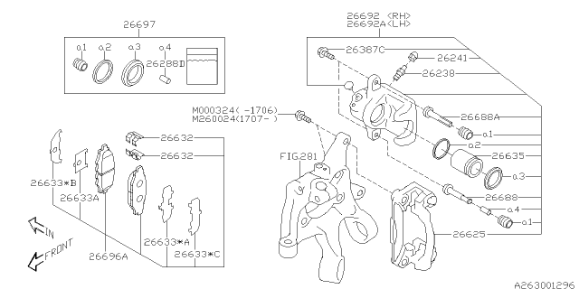 2018 Subaru Forester Brake Pad Kit Rear Diagram for 26696FJ000