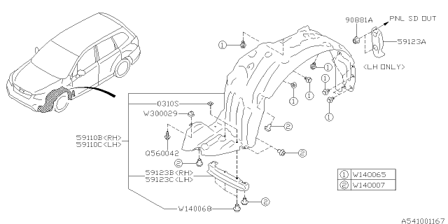 2018 Subaru Forester Mudguard Diagram 1