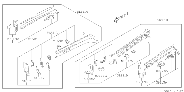 2016 Subaru Forester Tie Down Complete Front Rear Diagram for 51619SG0019P