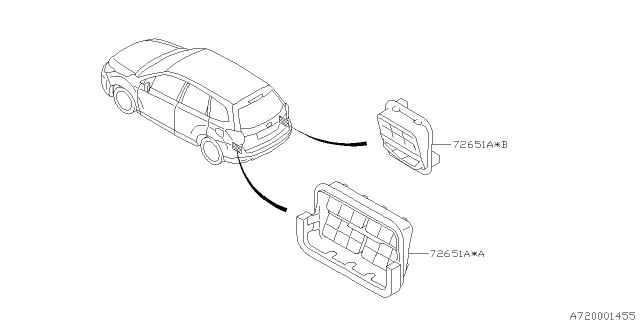 2018 Subaru Forester Grille Air Vent Assembly Diagram for 72651AG031