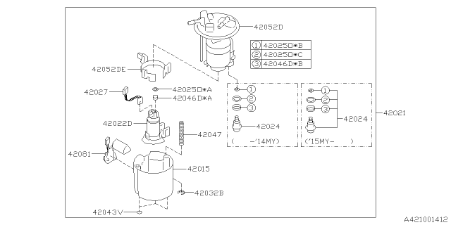 2014 Subaru Forester Fuel Pump Diagram for 42022AJ140