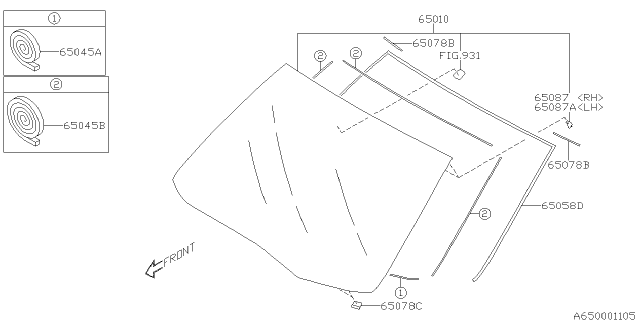 2017 Subaru Forester Windshield Glass Diagram