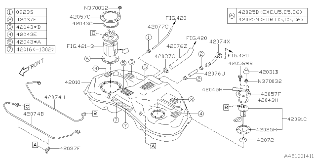 2014 Subaru Forester Seat Tank B Diagram for 42016CA010