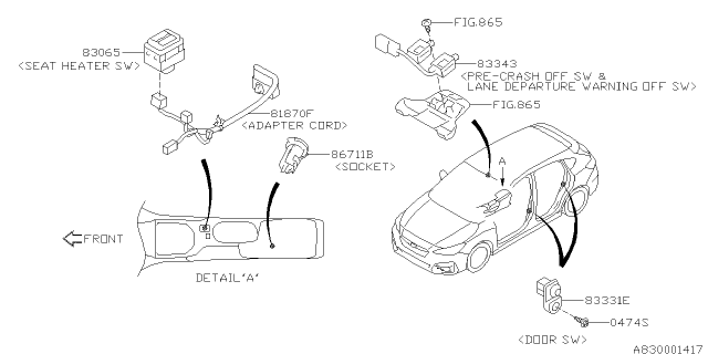 2017 Subaru Impreza Switch - Instrument Panel Diagram 1