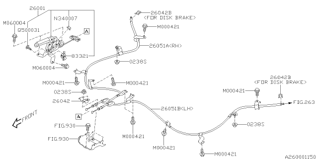 2017 Subaru Impreza Cable Assembly H B RH Diagram for 26051FL00B