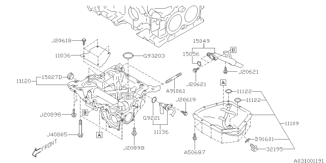 2017 Subaru Impreza Oil Pan Assembly Engine Diagram for 11109AA240