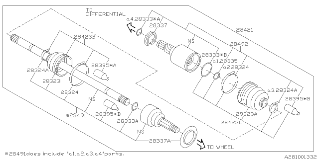 2019 Subaru Impreza Bj Shaft & Boot Kit Rear Diagram for 28491FL010