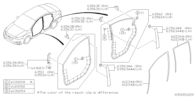 2019 Subaru Impreza Weather Strip Diagram 3