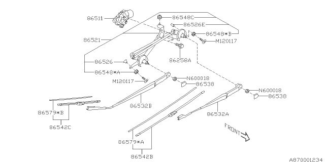 2018 Subaru Impreza Wiper - Windshilde Diagram 1