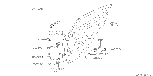 2020 Subaru Impreza Hinge Assembly Door Rear UULH Diagram for 60479FJ012