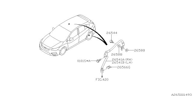 2021 Subaru Impreza Brake Hose Rear RH Diagram for 26541FL04A