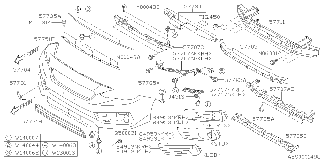 2020 Subaru Impreza Front Bumper Diagram 2