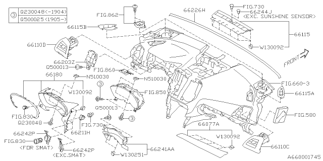 2020 Subaru Impreza Grille Def Side Diagram for 66115FL01A