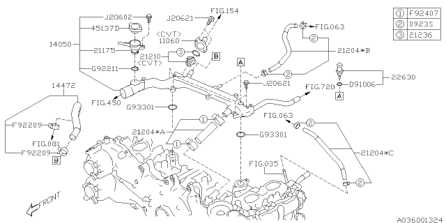 2021 Subaru Impreza Hose Assembly-Pre Heater Diagram for 21204AB40A