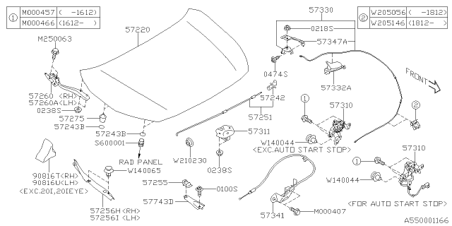 2017 Subaru Impreza Front Hood Lock Assembly Diagram for 57310FL00A