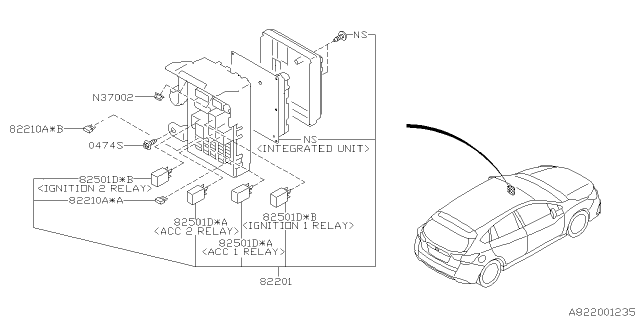 2019 Subaru Impreza Joint Box Assembly LH Diagram for 82201FL43A