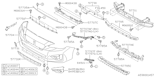 2020 Subaru Impreza Front Bumper Diagram 1