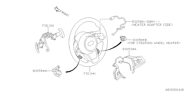 2020 Subaru Impreza Switch Assembly Steering Mid Diagram for 83158FL11A