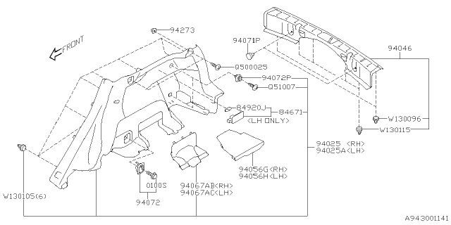2018 Subaru Impreza Trunk Room Trim Diagram 2