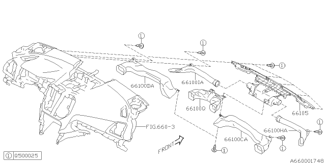 2020 Subaru Impreza Duct Side Vent Left Diagram for 66100FL02A