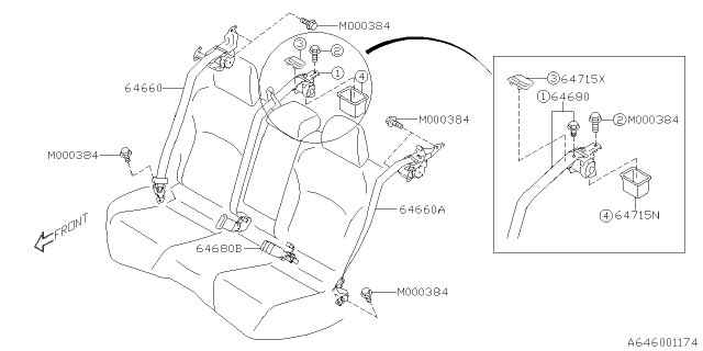 2020 Subaru Impreza Rear Seat Belt Diagram 1