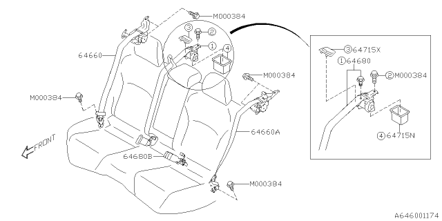 2017 Subaru Impreza Rear Seat Belt Diagram 1