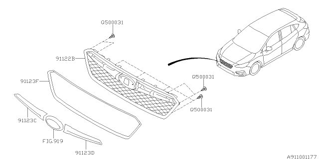 2019 Subaru Impreza Molding Wg Plate SIA Diagram for 91123FL05B