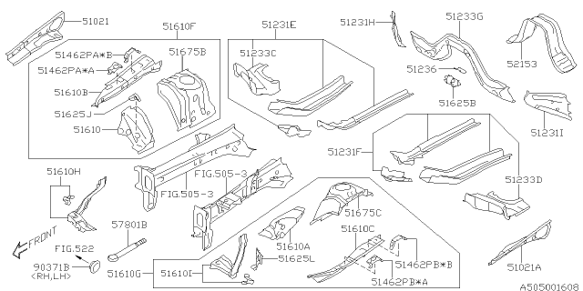 2021 Subaru Impreza Cross Member Tb Complete Center Diagram for 51249FL00A9P