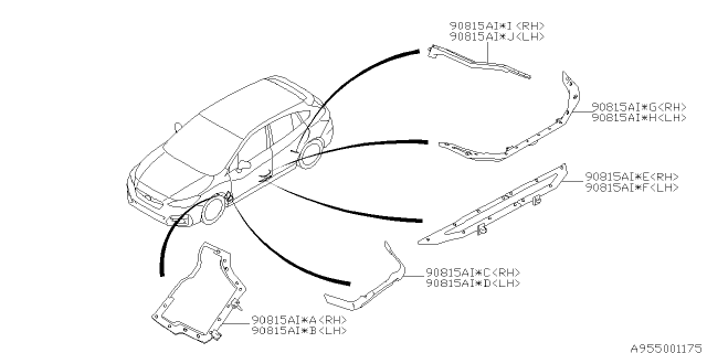 2019 Subaru Impreza INSULATOR Pillar Front ORH Diagram for 90815FL14A