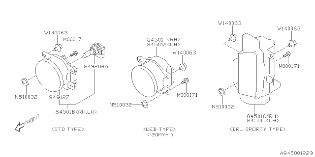 2020 Subaru Impreza Lamp - Fog Diagram 1