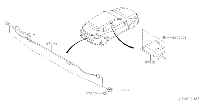 2020 Subaru Impreza SONAR Sensor Assembly Diagram for 87621FL00AE9