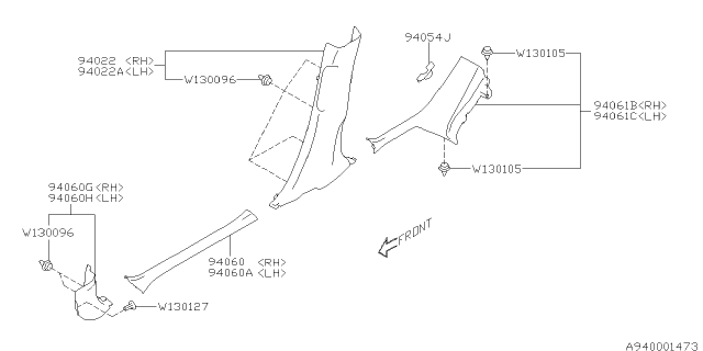 2019 Subaru Impreza Inner Trim Diagram 2