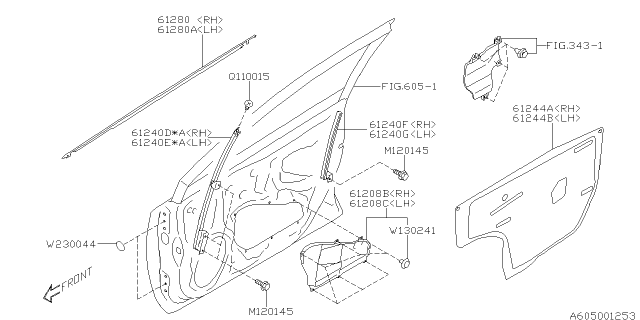 2020 Subaru Impreza Door Sealing Cover Front Diagram for 61244FL00A