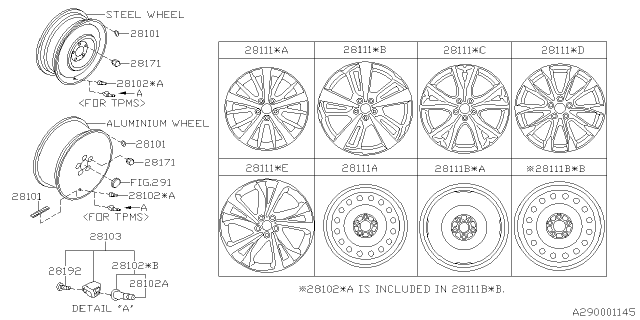 2018 Subaru Impreza Aluminium Disc Wheel Diagram for 28111FL02A