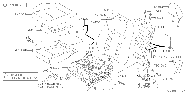 2021 Subaru Impreza Front Seat Cushion Cover, Left Diagram for 64140FL07AWJ