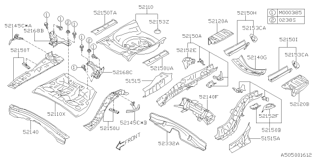 2021 Subaru Impreza Floor Pan Rear 4 Door Diagram for 52129FL01A9P