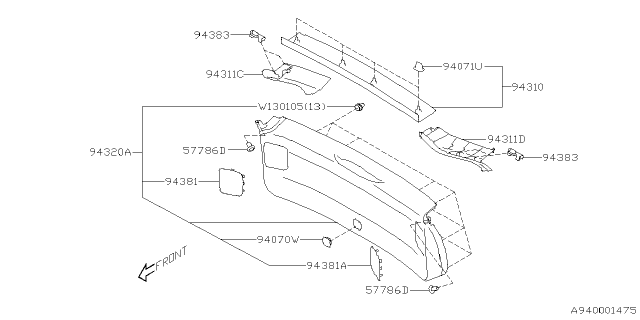 2019 Subaru Impreza Inner Trim Diagram 4