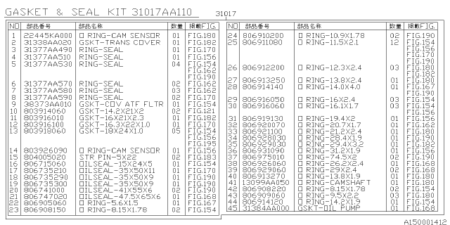 2017 Subaru Impreza Automatic Transmission Assembly Diagram 2