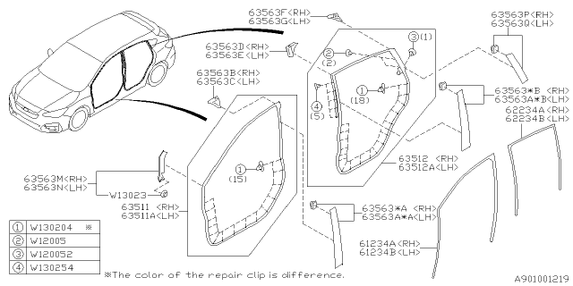 2017 Subaru Impreza Weather Strip Diagram 4