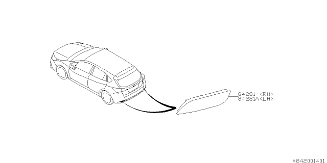 2021 Subaru Impreza Reflex REFL Assembly Left Diagram for 84281FL01A