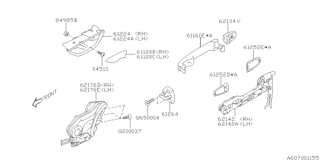 2019 Subaru Impreza Cover Handle Out Door Rear Diagram for 61134FL20AV3