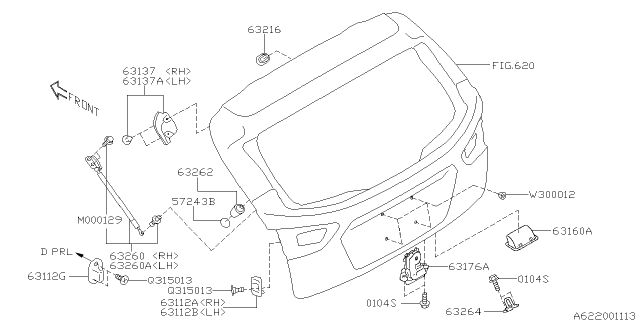 2020 Subaru Impreza Rear Gate Stay Assembly, Left Diagram for 63269FL110