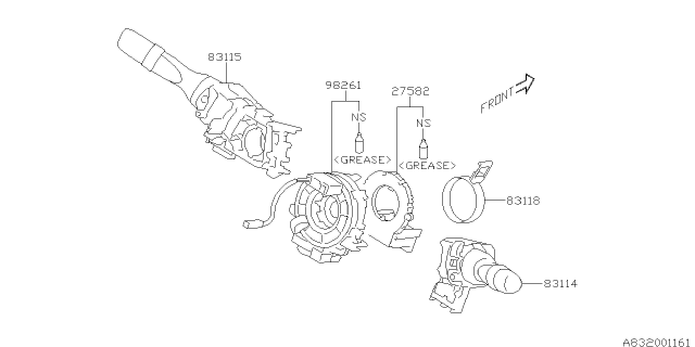 2020 Subaru Impreza Switch Assembly Combination T Diagram for 83115FL00A